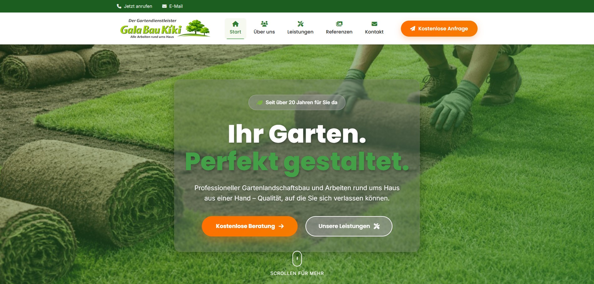 Unternehmenswebsite für GaLa-Bau Kiki – Garten- und Landschaftsbau